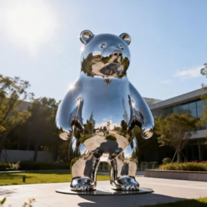 Cartoon Life Size Bear Sculpture Stainless Steel