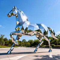 Custom Geometric Life Size Metal Horse Sculpture For Sale
