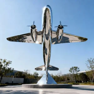 Custom Large Stainless Steel Airplane Sculpture for Square