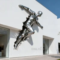Geometric 3d Wall Stainless Steel Human Sculpture For Sale