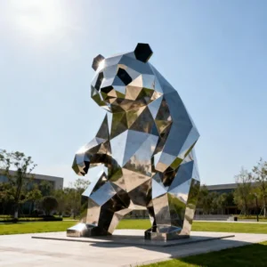 Geometric Large Panda Statue For Garden