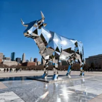 Geometric Life Size Bull Sculpture