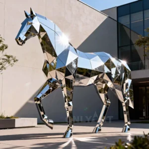Geometric Life Size Horse Metal Statue