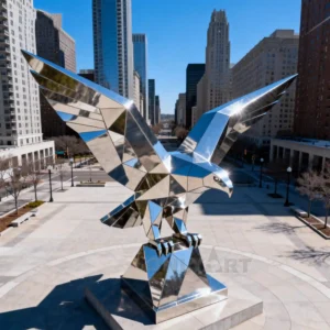 Geometric Stainless Steel Large Metal Eagle Sculpture