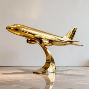 Golden Art Deco Airplane Sculpture