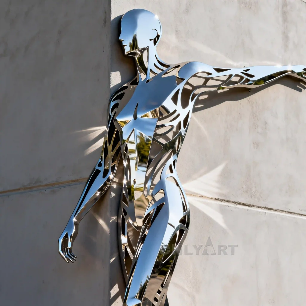 Hollow Metal Stainless Steel Woman Abstract Art Wall Sculpture