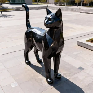 Large Black Cat Garden Statue Ornament