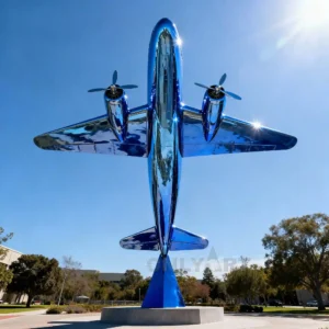 Large Blue Airplane Sculpture
