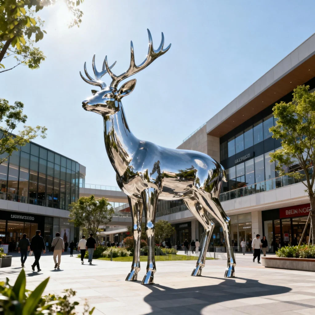 Large Metal Animal Sculpture of Deer For Outdoor