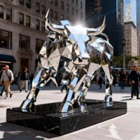 Large Metal Art Geometric Bull Sculpture