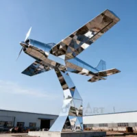 Large Metal Fighter Jet Statue