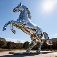 Large Metal Rearing Horse Sculpture For Sale