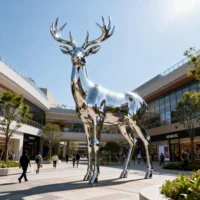 Large Stainless Steel Deer Sculpture
