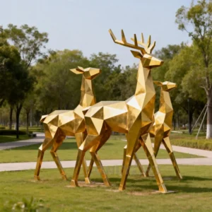 Life Size Metal Gold Deer Statue