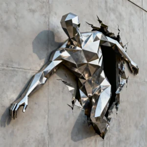 Man Coming Out Of Wall Sculpture