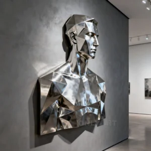 Metal Artwork Sculpture - Stainless Steel Bust Wall Sculpture