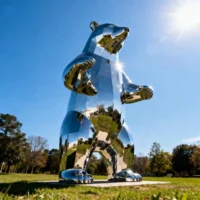 Metal Big Grizzly Bear Sculpture