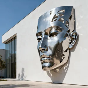 Metal Face Sculpture Abstract Modern Art Decor