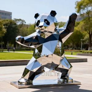 Metal Geometric Kung Fu Panda Sculpture