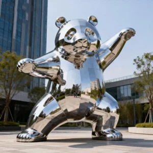 Metal Kung Fu Panda Bear Statue