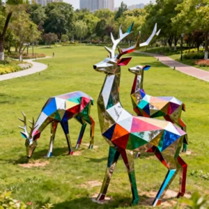 Metal Lawn Deer Statues For Garden