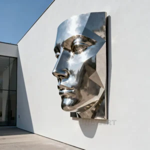 Metal Male Statue Face Wall Decor