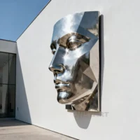 Metal Male Statue Face Wall Decor