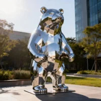 Modern Large Metal Bear Garden Statue
