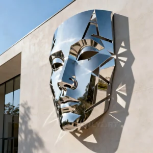 Modern Metal Broken Face Statue