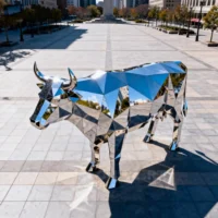 Outdoor Large Geometric Modern Metal Bull Sculpture