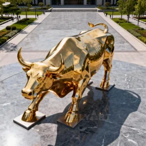 Outdoor Large Gold Wall Street Bull Sculpture