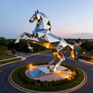 Outdoor Large Stainless Steel Horse Sculpture