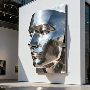 Outdoor Metal Abstract Face Sculpture