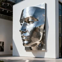 Outdoor Metal Abstract Face Sculpture