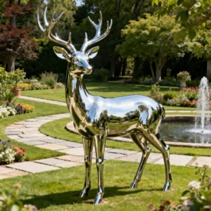 Outdoor Metal Deer Sculpture For Sale