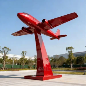 Outdoor Red Large Airplane Art Sculpture