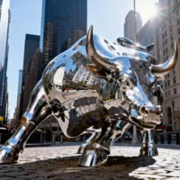 Raging Metal Charging Bull Statue For Home