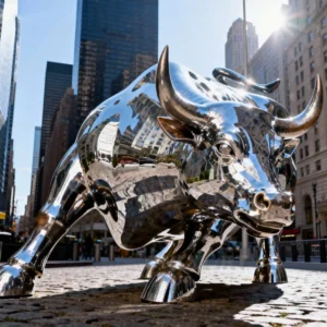 Raging Metal Charging Bull Statue For Home