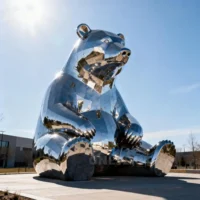 Setting Wild Bear Metal Garden Statue