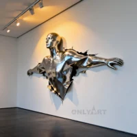 Stainless Steel 3D Man Wall Sculpture Modern Home Wall Decoration