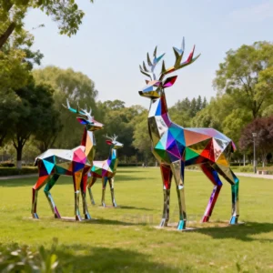 Stainless Steel Deer Sculpture For Sale