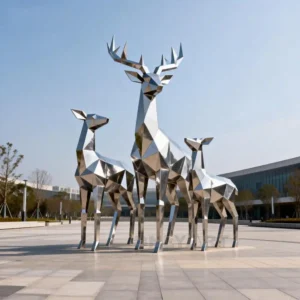 Stainless Steel Deer Sculptures for Garden