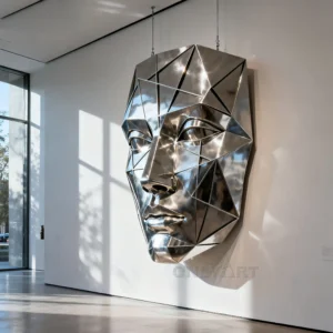 Stainless Steel Face Sculpture Wall Art