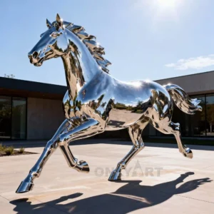 Stainless Steel Full Size Galloping Horse Statue