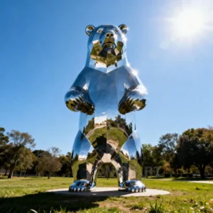 Stainless Steel Large Metal Bear Sculpture