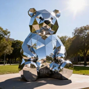 Stainless Steel Metal Bear Garden Statue