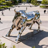 Stainless Steel Metal Big Bull Statue For Outdoor