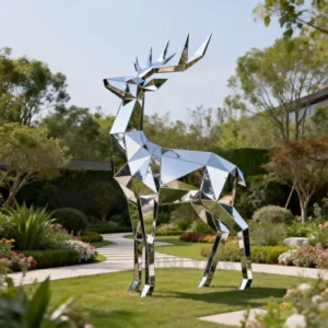 Stainless Steel Metal Deer Sculpture