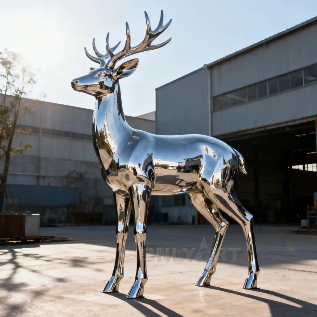 Stainless Steel Metal Deer Statue for Yard
