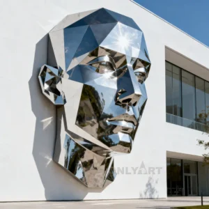Stainless Steel Metal Face Sculpture